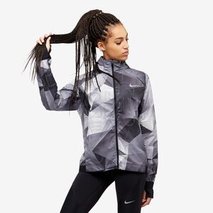 Nike Shield Flash Weather Resistant Hooded Full Zip Running Jacket Black/Grey XS